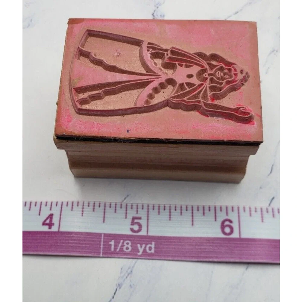Princess Queen in Ball Gown with Crown Tiara Wood Mounted Rubber Stamp